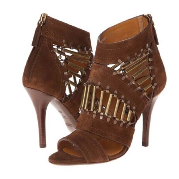 Ralph Lauren 2014 Collection Brown Suede Brass Bead Embellished Blephina Sandal - Picture 13 of 16